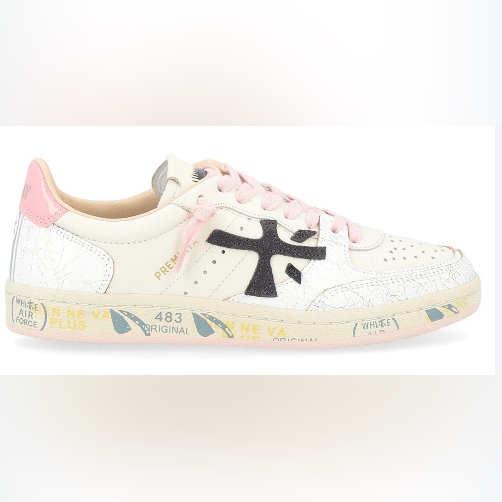 Premiata Women's Cream, Pink & Black Low-Top Sneakers
